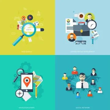 Flat cloud computing background. Data storage network technology. Multimedia Stock Illustration