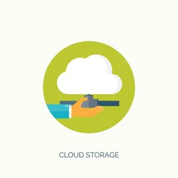 Flat cloud computing background. Data storage network technology. Multimedia イラスト素材