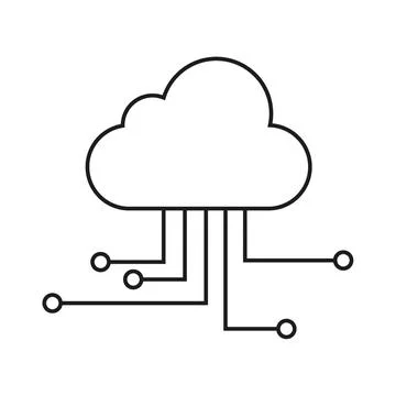 Flat cloud computing vector icon isolated on white background Illustrazione stock