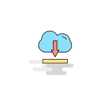 Flat Cloud downloading  Icon. Vector Stock Illustration