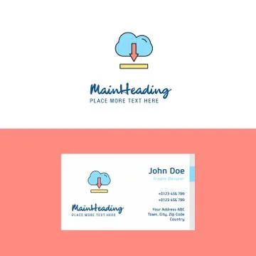 Flat Cloud downloading  Logo and Visiting Card Template. Busienss Concept Log Stock Illustration