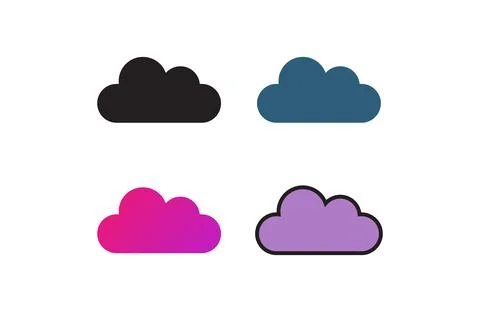 Flat cloud icon set, symbol vector Illustration 스톡 일러스트
