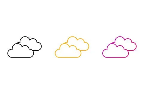 Flat cloud icon set symbol vector Illustration Stock Illustration