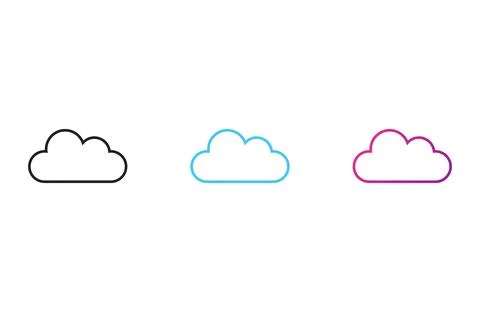 Flat cloud icon set symbol vector Illustration Stock Illustration