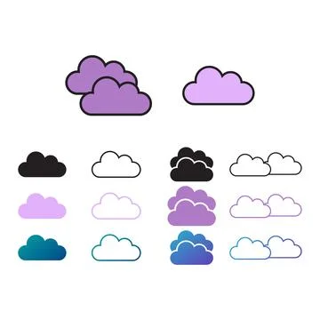 Flat cloud icon set symbol vector Illustration イラスト素材