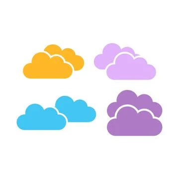 Flat cloud icon set symbol vector Illustration Stock Illustration