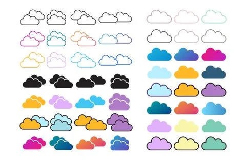 Flat cloud icon set symbol vector Illustration. Stock Illustration