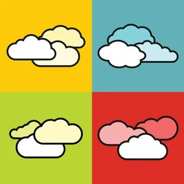 Flat cloud icons on color background Illustration