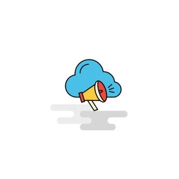 Flat Cloud music  Icon. Vector Stock Illustration
