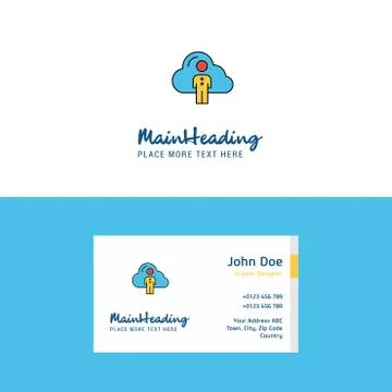 Flat Cloud network Logo and Visiting Card Template. Busienss Concept Logo Des イラスト素材