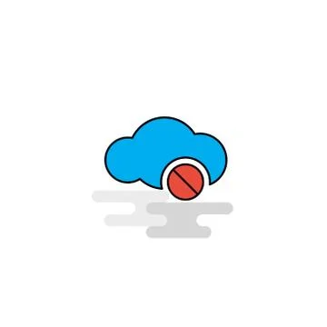 Flat Cloud not working Icon. Vector Stock Illustration