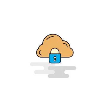 Flat Cloud protected Icon. Vector Stock Illustration
