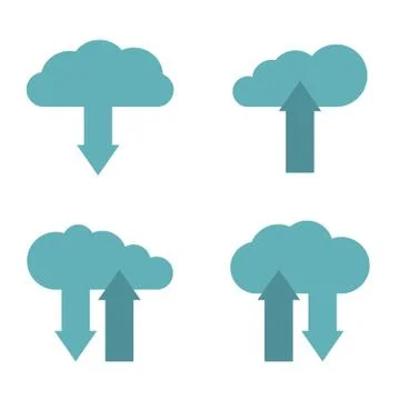 Flat cloud service icons on white background Stock Illustration
