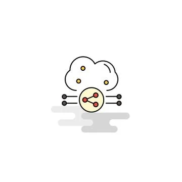 Flat Cloud sharing  Icon. Vector Stock Illustration