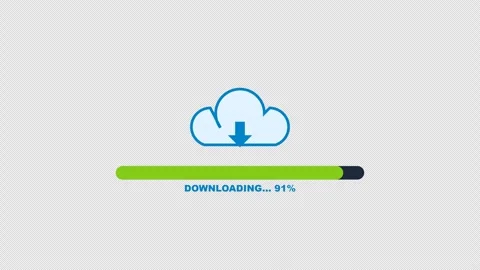 Flat Cloud Storage Download Sync Progress Bar with Animated Down Arrow and Lime Stock Footage 346754536