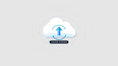 Flat Cloud Storage Upload Arrow Bouncing Sync Transparent Stock Footage 346754670