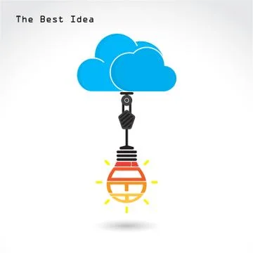 Flat cloud technology computing and creative bulb idea concept. Stock Illustration