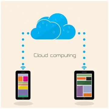 Flat cloud technology computing background concept. data storage network seve Stockillustratie