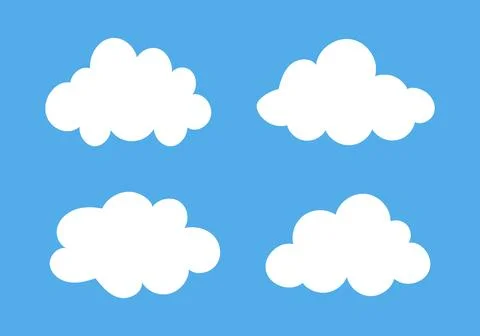Flat clouds in blue sky background. White puffy, fluffy, cumulus clouds. Stock Illustration