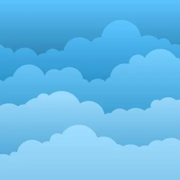 Flat Clouds. Blue sky with paper cartoon clouds. Vector illustration Illustrazione stock