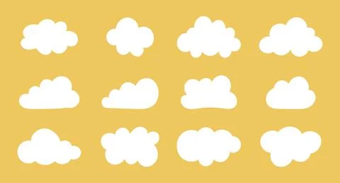 Flat clouds. Weather elements minimalist templates. Fluffy clouds. Puffy 스톡 일러스트