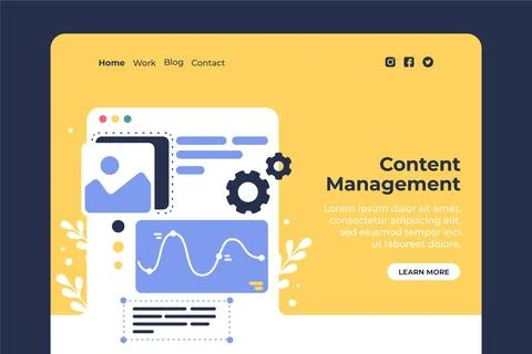 Flat cms landing page template イラスト素材