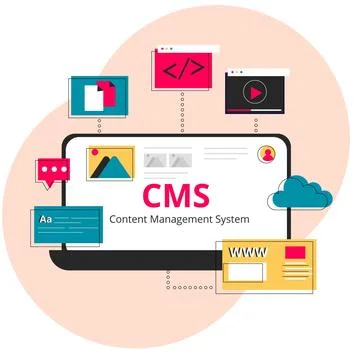 Flat cms web template Stock Illustration