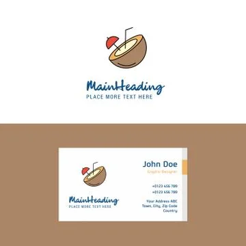 Flat Coconut Logo and Visiting Card Template. Busienss Concept Logo Design Illustrazione stock