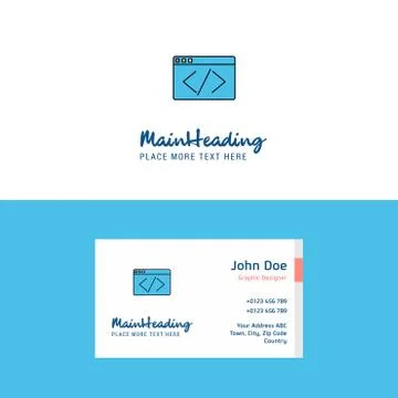 Flat Code Logo and Visiting Card Template. Busienss Concept Logo Design Stock Illustration