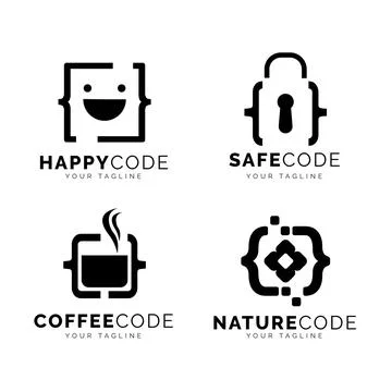 Flat code logo collection Stock Illustration