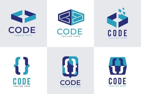 Flat code logo selection Stock Illustration