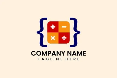 Flat Code Mathematics logo coding programmer logo Stock Illustration
