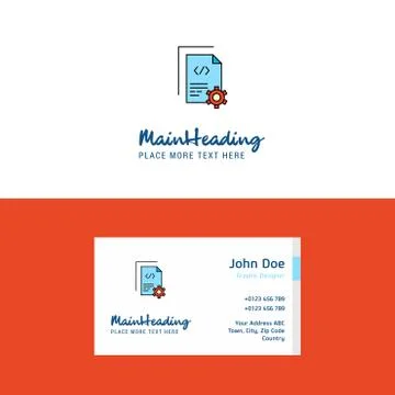 Flat Coding  Logo and Visiting Card Template. Busienss Concept Logo Design Stock Illustration