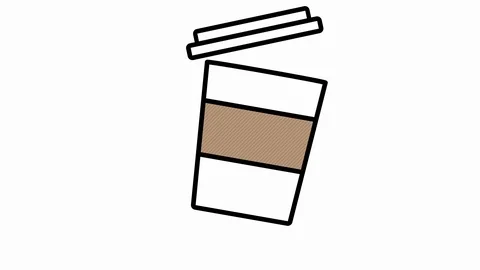 Flat coffee cup to go being appearing and being opened animation Stock-Footage 125881745