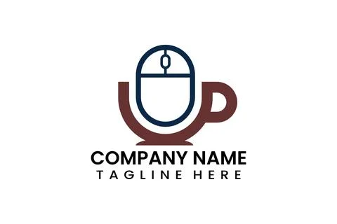 Flat coffee cup mouse logo icon template Stock Illustration