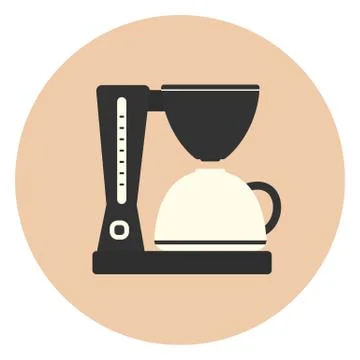 Flat coffee maker machine, cafe kitchen appliance Stock Illustration