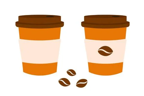 Flat Coffee Take Away Set Stock Illustration