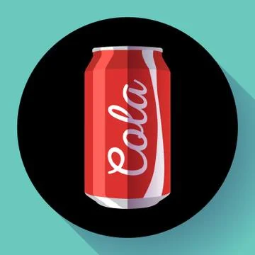 Flat cola can soda can vector illustration Cola can vector icon Stock Illustration