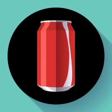 Flat cola can soda can vector illustration Cola can vector icon Stock Illustration