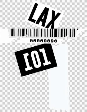 Flat collage is featuring torn shapes with barcode 88888888, LAX, [01] on Illustrazione stock