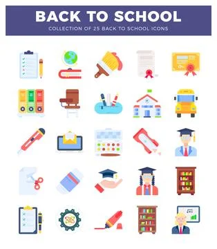 Flat collection of back to school icons. イラスト素材