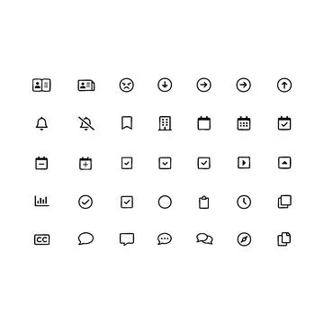 Flat collection of geometric shapes and symbols in black and white msea set Stock Illustration
