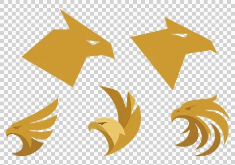Flat Collection of Golden Eagle Head Logos for Outdoor and Patriotic Brands Stock Illustration