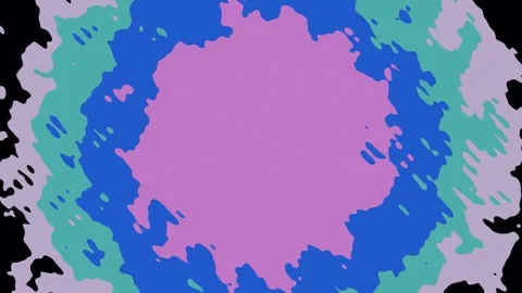Flat Color 2D Ink Splash Expanding Portal Transition on Black Background Stock Footage 340486255