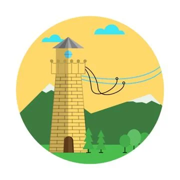 Flat color abstract vector icon for rope jumping Stock Illustration