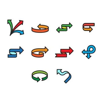 Flat color arrows icon set Stock-Illustration