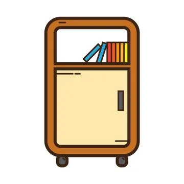 Flat color bookshelf icon Stock Illustration