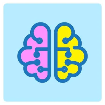 Flat color brain icon 스톡 일러스트