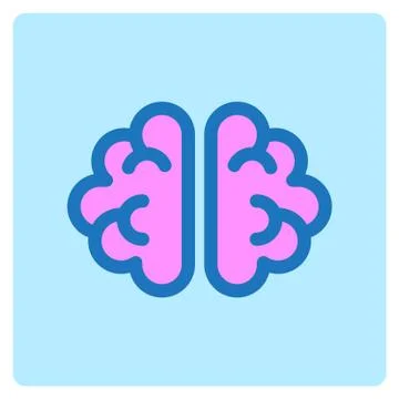 Flat color brain icon 스톡 일러스트