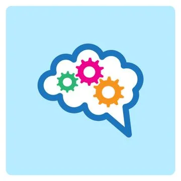 Flat color brain icon Stock Illustration